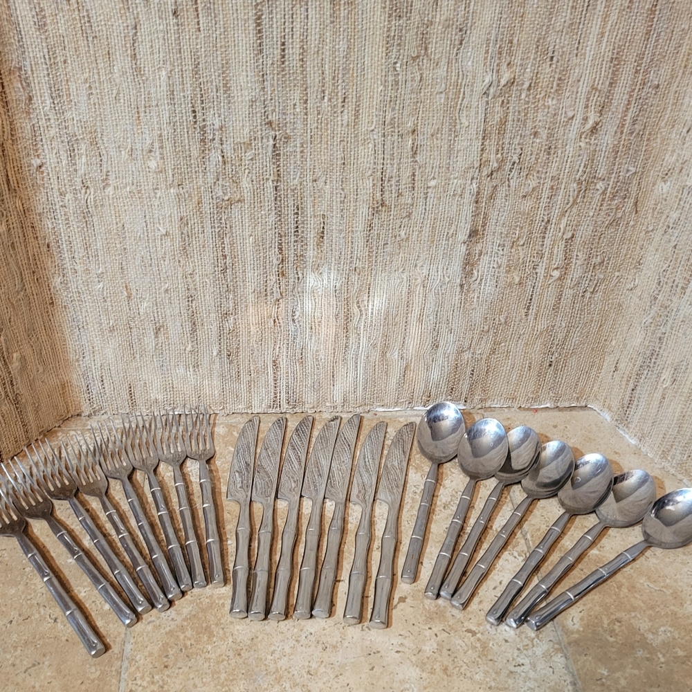 Hampton Silversmiths Bamboo Stainless Steel Flatware 22 Pieces